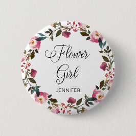 Chapa Redonda De 5 Cm Watercolor Spring Flor Girl