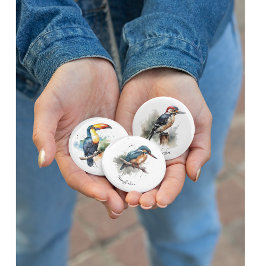 Chapa Redonda De 5 Cm Watercolor Woodpecker Woodland, personalizado