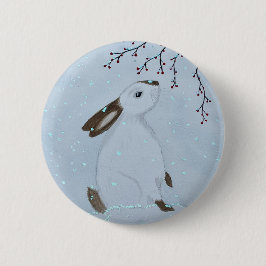 Chapa Redonda De 5 Cm Watercolour Winter Bunny Rabbit