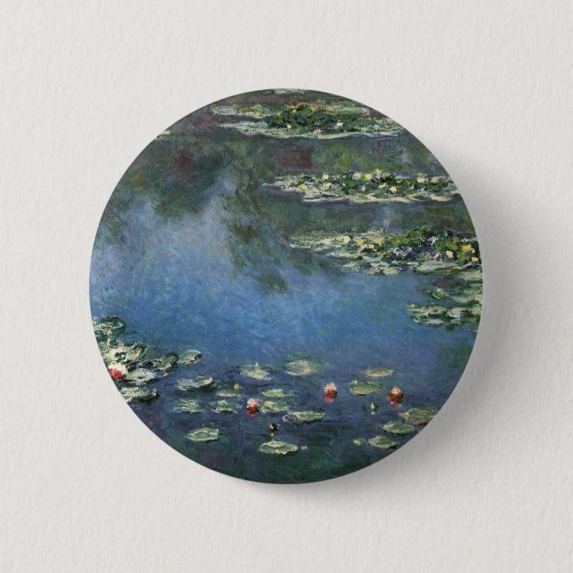 Chapa Redonda De 5 Cm Waterlilies por Claude Monet, Flores de época (Anverso)