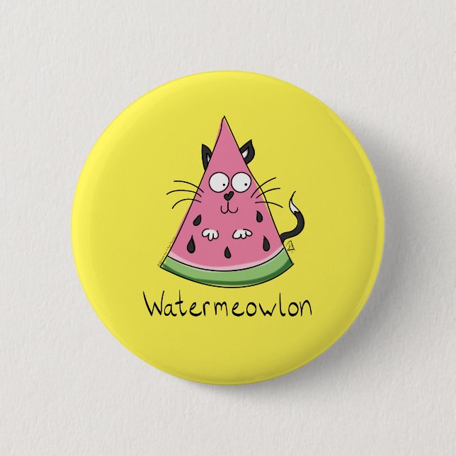 Chapa Redonda De 5 Cm Watermelon Cat Cute Kids (Anverso)