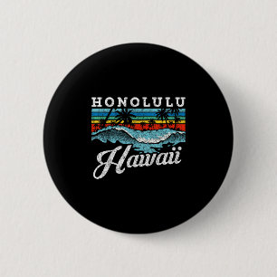 Chapa Redonda De 5 Cm Waves Beach Honolulu Hawaii Summer Surfing Retro