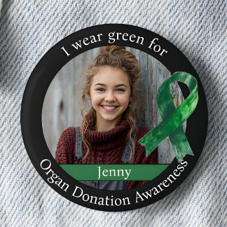 Chapa Redonda De 5 Cm Wear Green for Organ Donation Awareness Photo