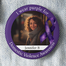 Chapa Redonda De 5 Cm Wear Purple for Domestic Violence Awareness