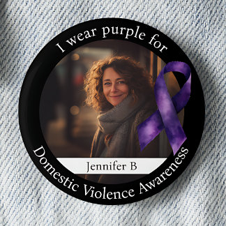 Chapa Redonda De 5 Cm Wear Purple for Domestic Violence Awareness