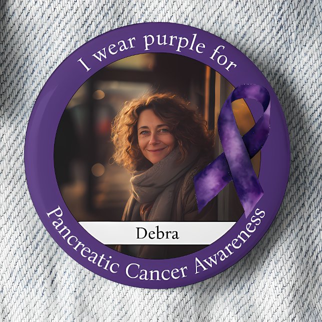 Chapa Redonda De 5 Cm Wear Purple for Pancreatic Cancer Awareness Photo (Subido por el creador)