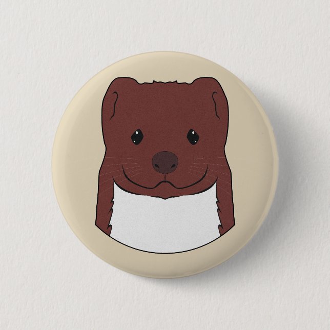 Chapa Redonda De 5 Cm Weasel Face (Anverso)