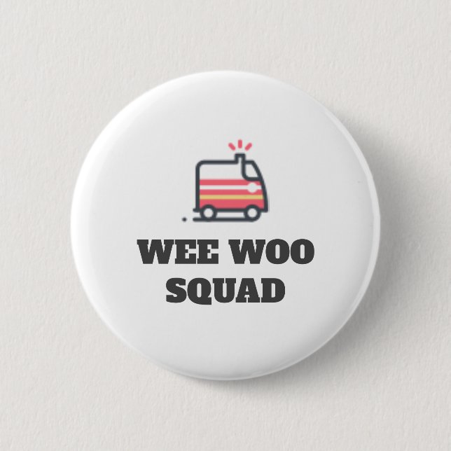 Chapa Redonda De 5 Cm Wee Woo Squad, Ambulancia (Anverso)