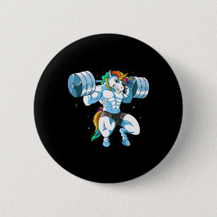 Chapa Redonda De 5 Cm Weightlifell - Funny Unicorn Weightlifter