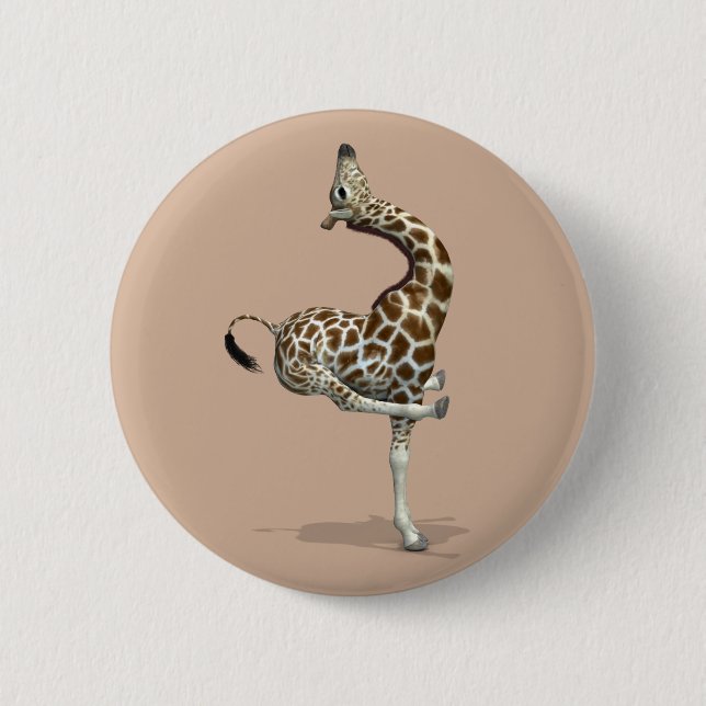 Chapa Redonda De 5 Cm Weird Sporting Giraffe (Anverso)
