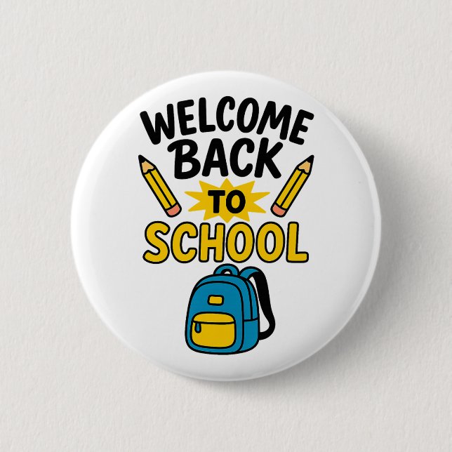 Chapa Redonda De 5 Cm Welcome Back to School Fun Backpack Pencil (Anverso)