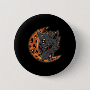Chapa Redonda De 5 Cm Werewolf Halloween Crescent Moon Horror Ojos Gótic