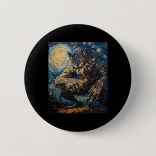 Chapa Redonda De 5 Cm Werewolf Wolf Wolves - Van Gogh Style - Starry Nig