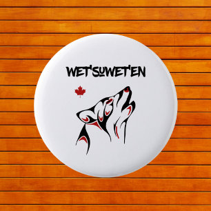 Chapa Redonda De 5 Cm Wet'suwet'en Howling Wolf Haida Style Tattoo Color