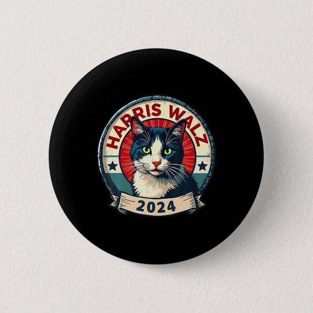 Chapa Redonda De 5 Cm Wheimer 2024 Funny Cat Election Kamala Harris Tim (Anverso)