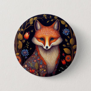 Chapa Redonda De 5 Cm Whimsical Fox Woodland Fantasy Art