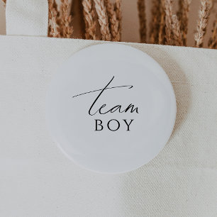 Chapa Redonda De 5 Cm Whimsical Neutral Gender Reveal Team Boy
