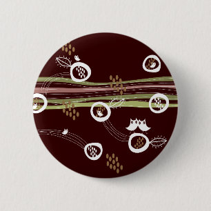 Chapa Redonda De 5 Cm Whimsical Retro Owls Family Cute Favor Button