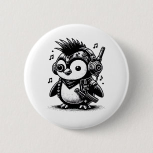 Chapa Redonda De 5 Cm Whimsigoth Punkrock Weirdcore Penguin Vintage Art