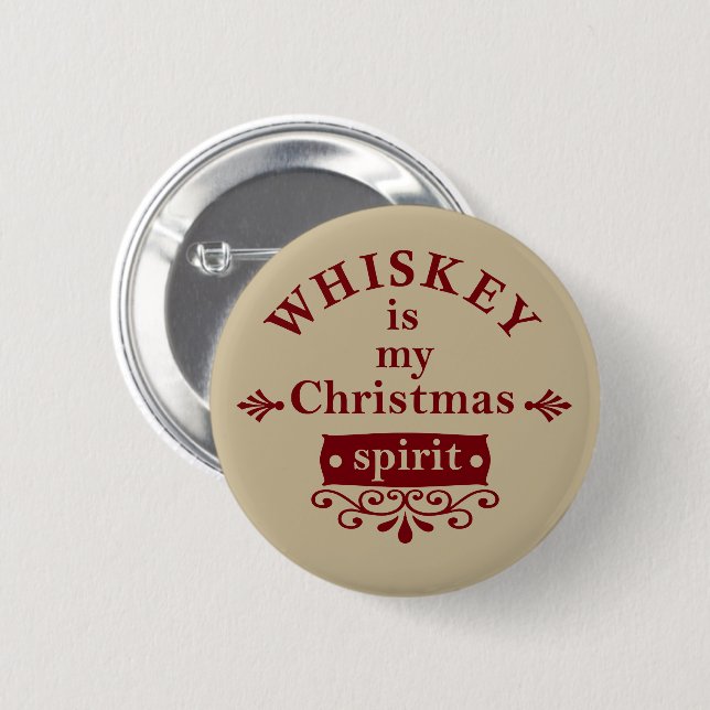 Chapa Redonda De 5 Cm Whiskey es mi espíritu navidad (Anverso y reverso)