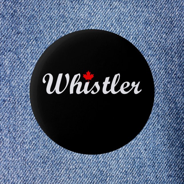 Chapa Redonda De 5 Cm Whistler Canada Script Text Maple Leaf Dark (Subido por el creador)