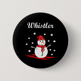 Chapa Redonda De 5 Cm Whistler Canadá Snowman con color de nieve de hoja