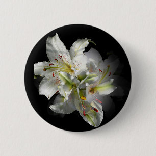 Chapa Redonda De 5 Cm White Lilies Fantasy