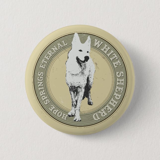 Chapa Redonda De 5 Cm White Shepherd (Anverso)