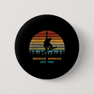 Chapa Redonda De 5 Cm Whiteface Mountain New York Vintage Sun Snowboardi
