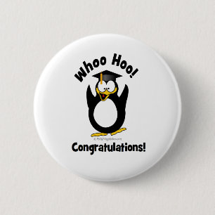 Chapa Redonda De 5 Cm whoo pingüino de la graduación de la enhorabuena