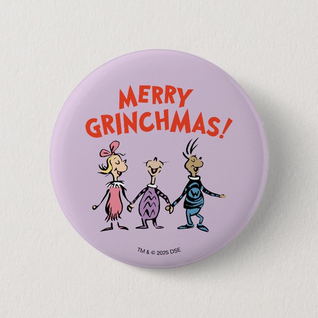 Chapa Redonda De 5 Cm Whos Holding Hands Merry Grinchmas (Anverso)