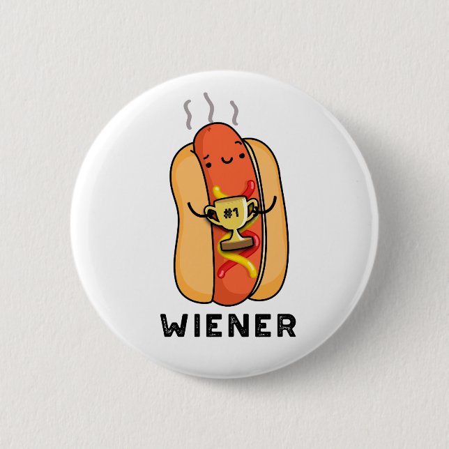 Chapa Redonda De 5 Cm Wiener Funny Sausage Pun (Anverso)