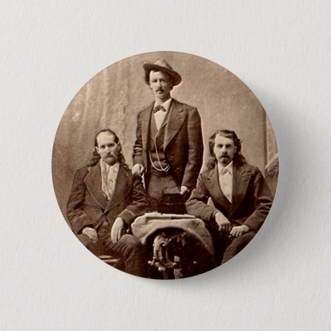 Chapa Redonda De 5 Cm Wild Bill Hickok - Tejas Jack - Buffalo Bill (Anverso)