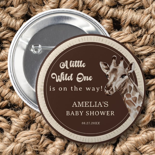 Chapa Redonda De 5 Cm Wild One Safari Giraffe Baby Shower (Subido por el creador)