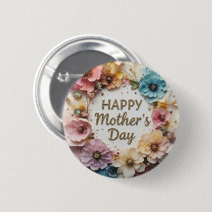 Chapa Redonda De 5 Cm Wildflowers 3D Mother´s Day