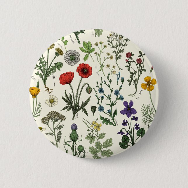 Chapa Redonda De 5 Cm Wildflowers collage (Anverso)