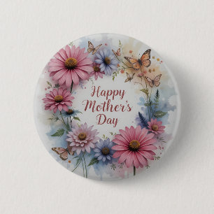 Chapa Redonda De 5 Cm WildFlowers Happy Mother's Day