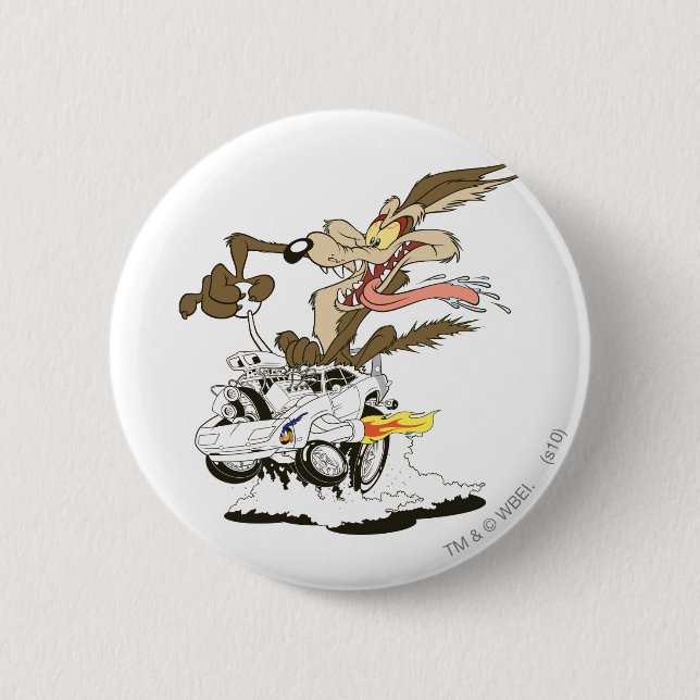 Chapa Redonda De 5 Cm WILE E. COYOTE™ Crazy Driver (Anverso)