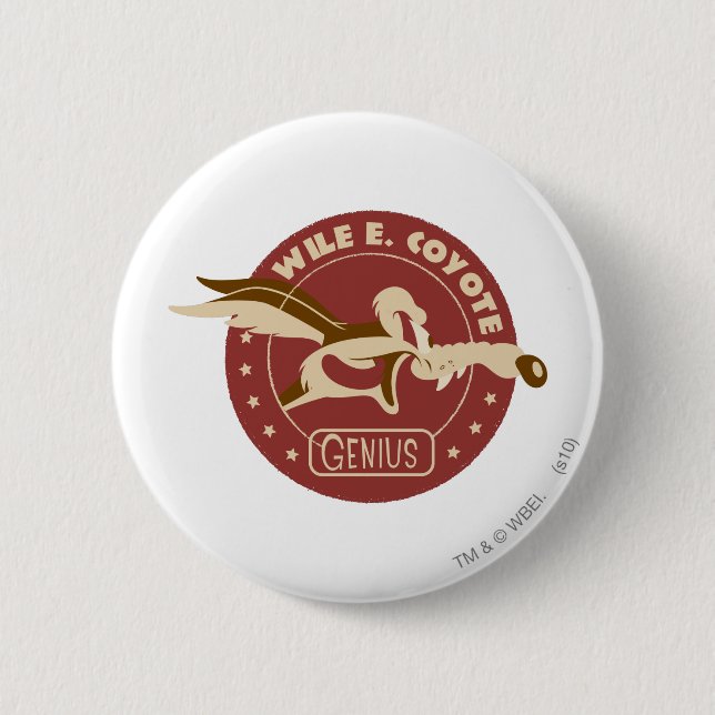 Chapa Redonda De 5 Cm Wile E. Coyote Genius (Anverso)