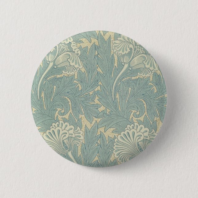 Chapa Redonda De 5 Cm William Morris Classic Tulip Blue Floral (Anverso)