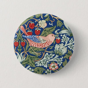 Chapa Redonda De 5 Cm William Morris Fruta Robada Coral Naval