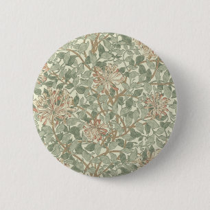 Chapa Redonda De 5 Cm William Morris Honeysuckle Green Floral