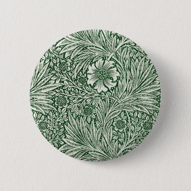 Chapa Redonda De 5 Cm william morris marigold flor floral verde (Anverso)