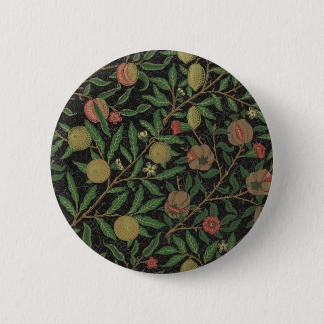 Chapa Redonda De 5 Cm William Morris Pomegranate Black Fruit (Anverso)