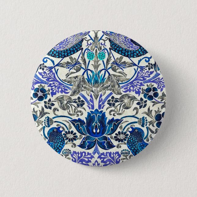 Chapa Redonda De 5 Cm William Morris Strawberry Thief - Invertido (Anverso)
