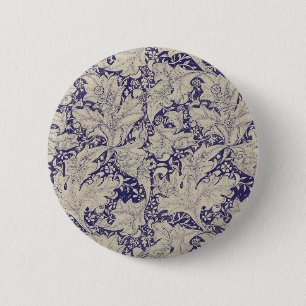 Chapa Redonda De 5 Cm William Morris Wallflower damasco azul floral