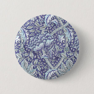 Chapa Redonda De 5 Cm William Morris Windrush patrón floral azul
