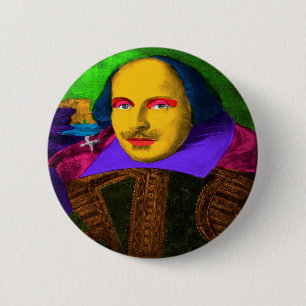Chapa Redonda De 5 Cm William Shakespeare Pop Art