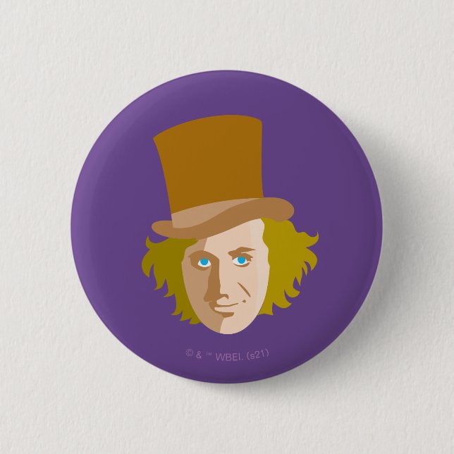 Chapa Redonda De 5 Cm Willy Wonka Stenciled Face (Anverso)