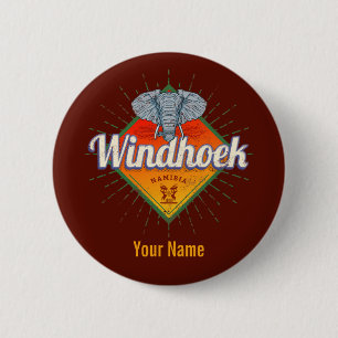 Chapa Redonda De 5 Cm Windhoek Namibia Retro Elephant Vintage Africa